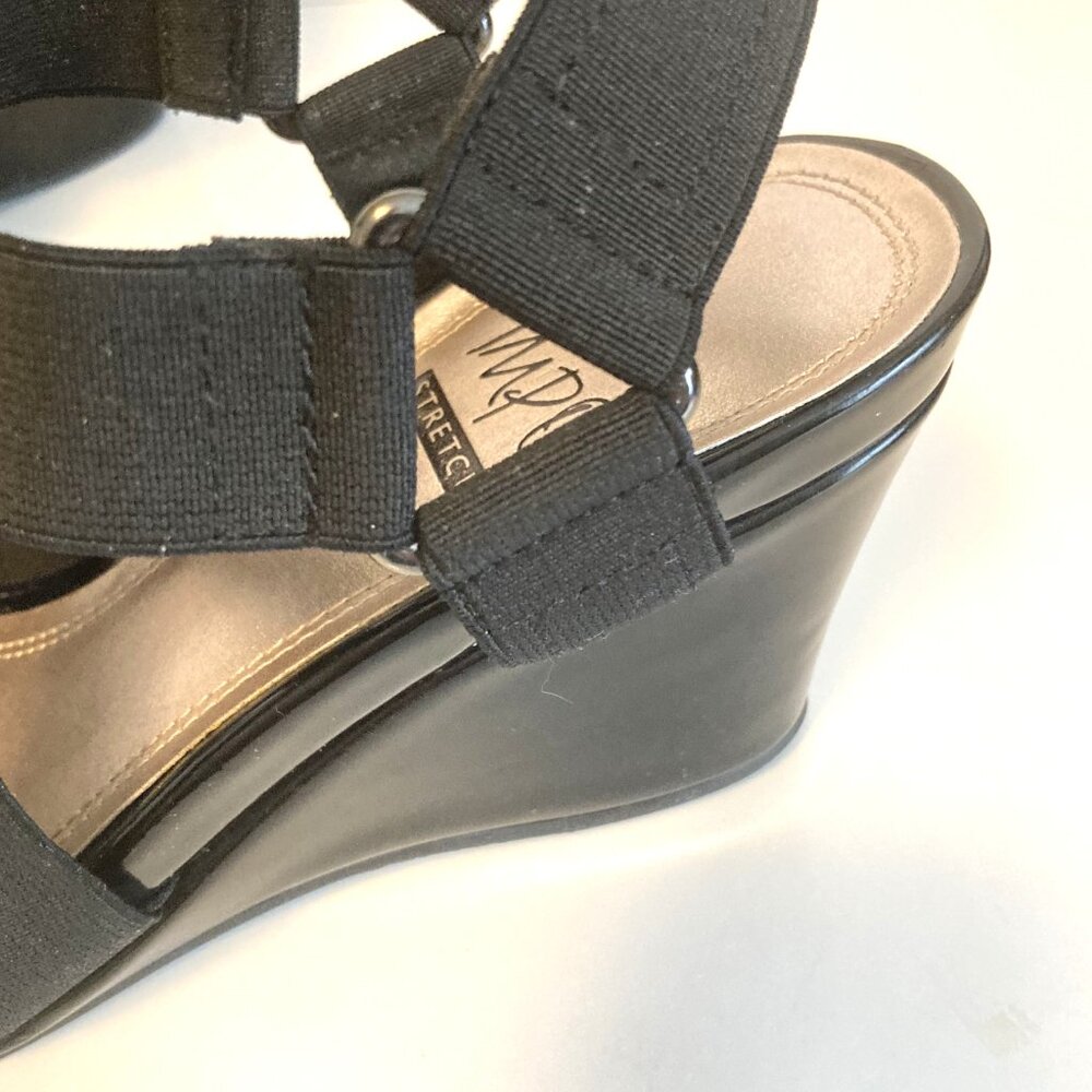 Impo Black Stretch Strappy Wedge Sandals/ Size 8M/ Comfortable Elastic Straps - Picture 5 of 9
